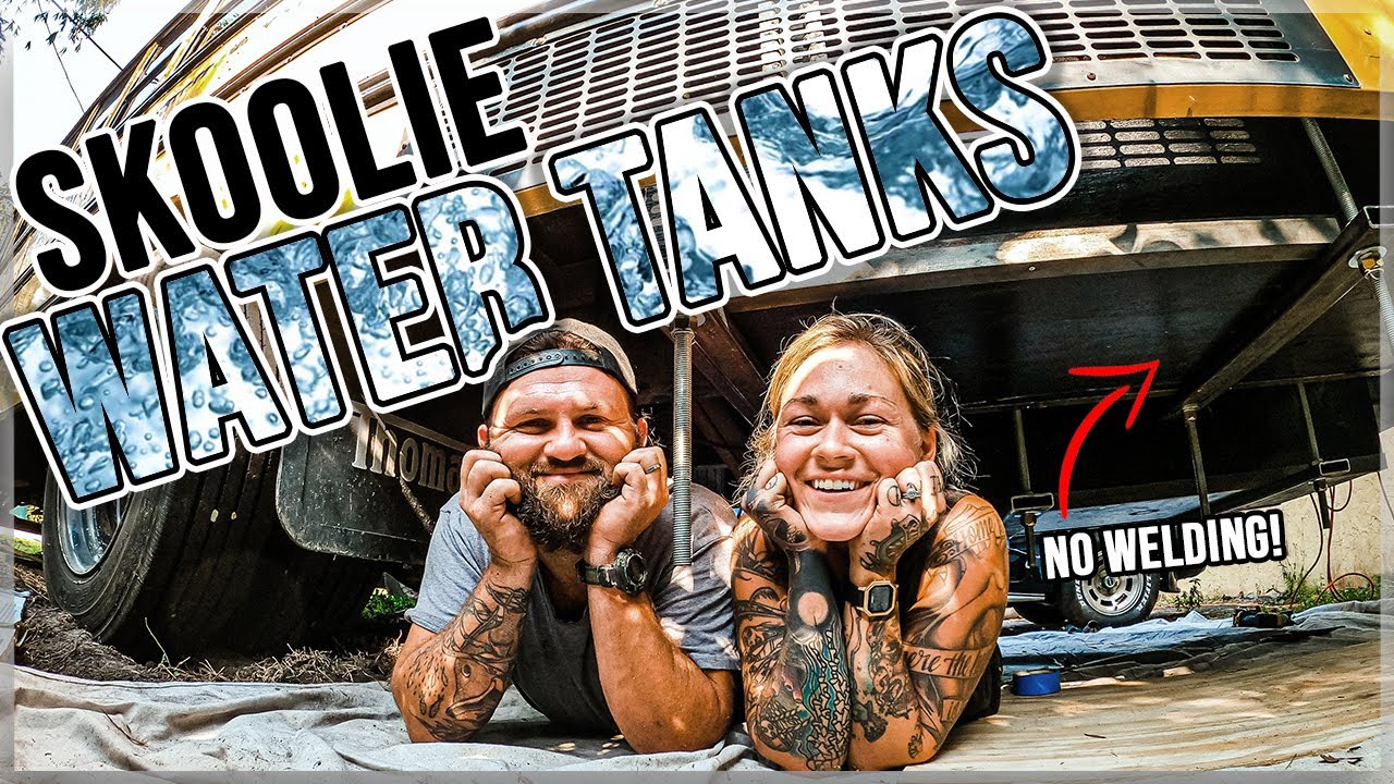 INSTALLING WATER TANKS UNDER THE BUS WITH NO WELDING! | TINY HOME SCHOOL BUS CONVERSION