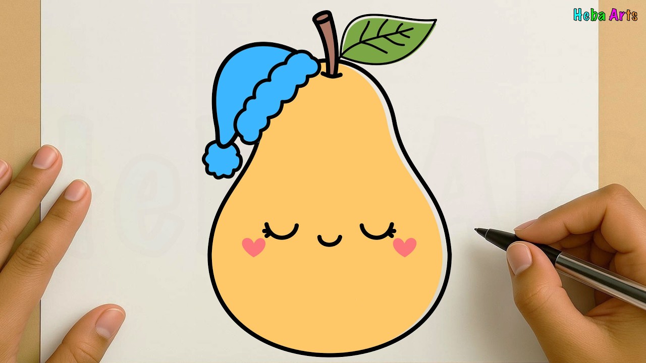 How To Draw a Cute pear Step by Step / Easy drawing / Easy Kawaii Drawing for Kids