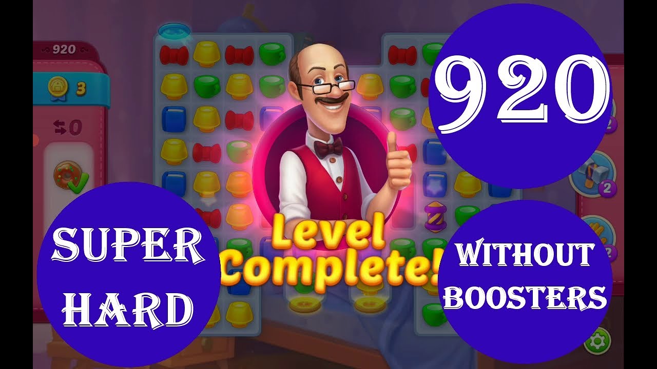 Homescapes Level 920 - [16 moves] [2022] [HD] solution of Level 920 Homescapes[No Boosters]