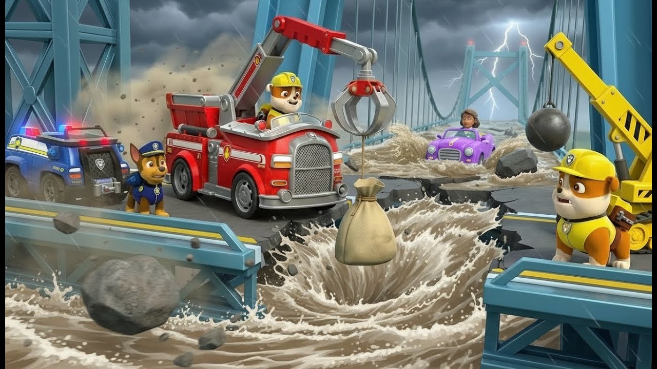 PAW Patrol Big Truck Pups: The High Bridge Flood Rescue! 🌊 Safety First!