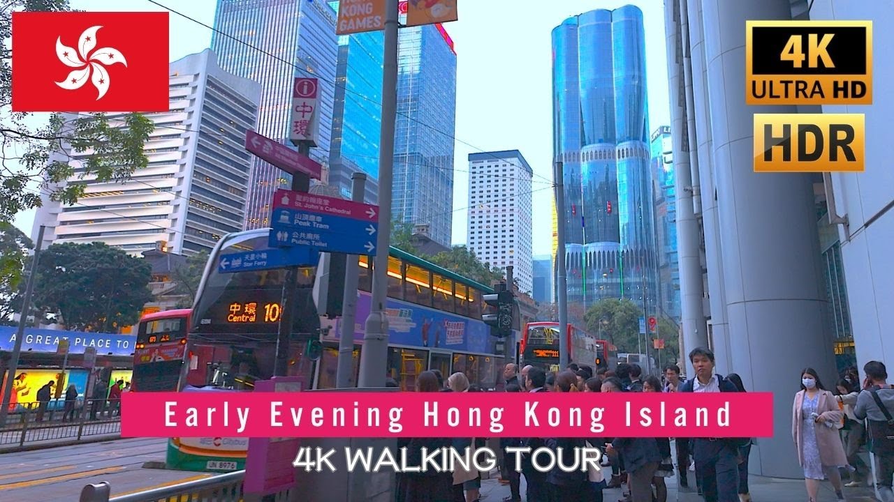 Central to Wan Chai in Hong Kong 🇭🇰 Early Evening Walk Tour [4K HDR/60fps] 從中環步行至灣仔