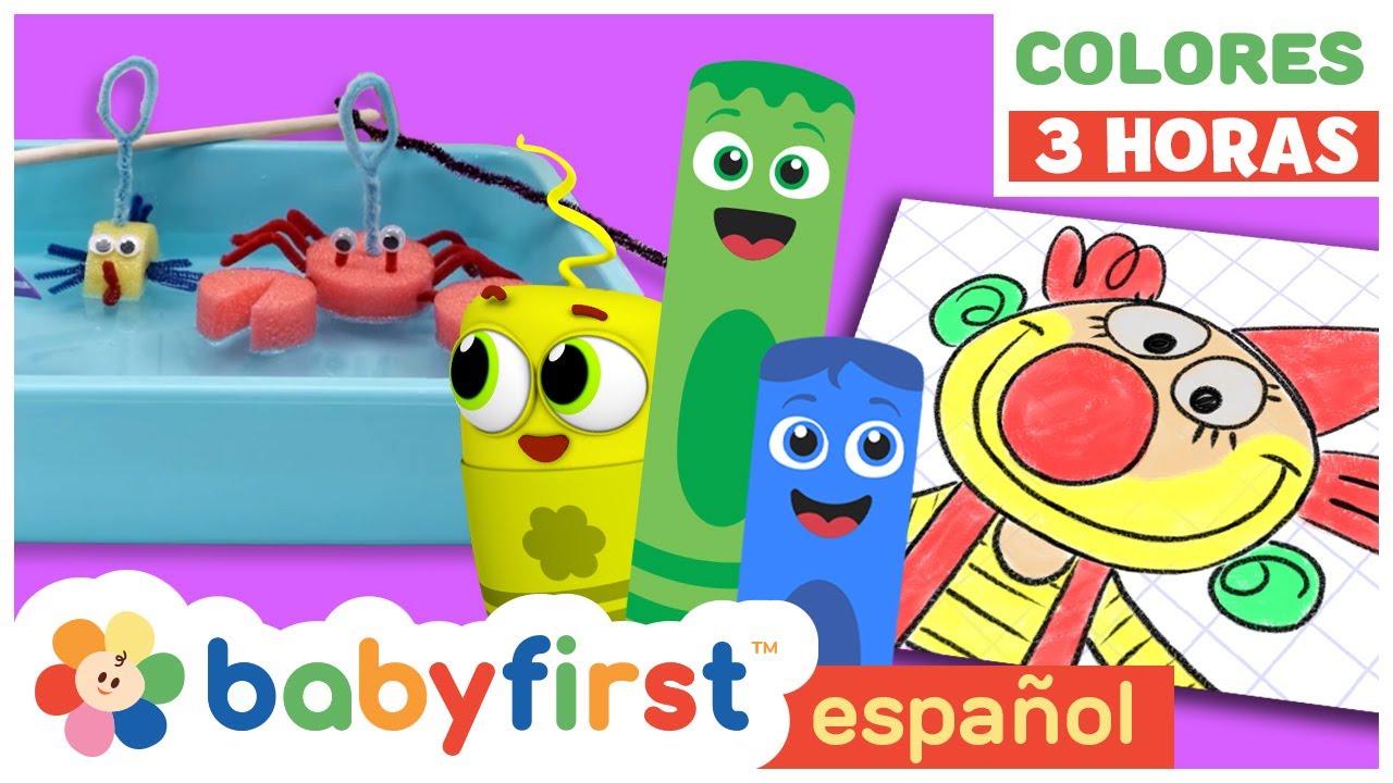 Colores en español para niños | La Pandilla de Colores | 3 HORAS | Todos los colores | BabyFirst TV