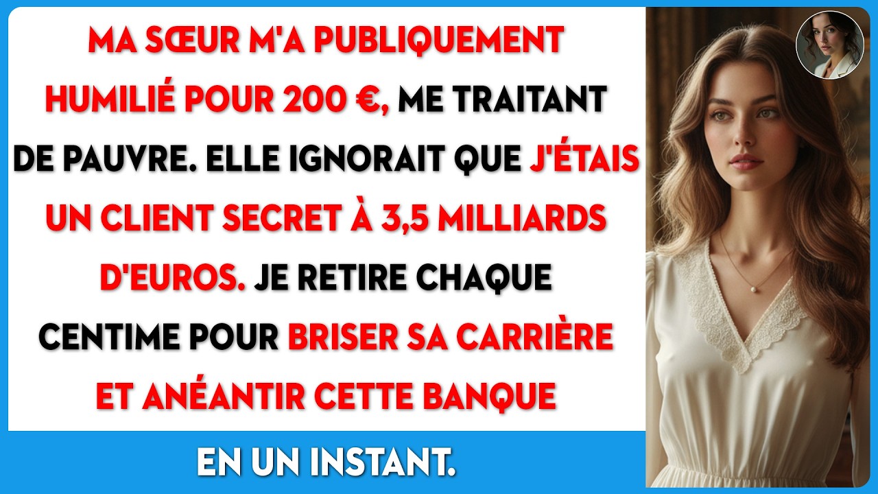 Ma sœur m'a traité de fauché pour 200€, j'ai retiré 3,5Mds, la banque a paniqué.