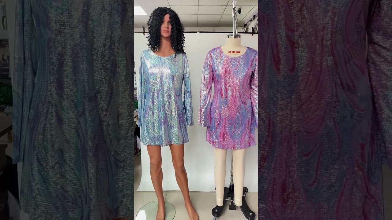 Women Halloween Hippie Foil Sequin Dress 70s Disco Outfit#disco #halloweencostume