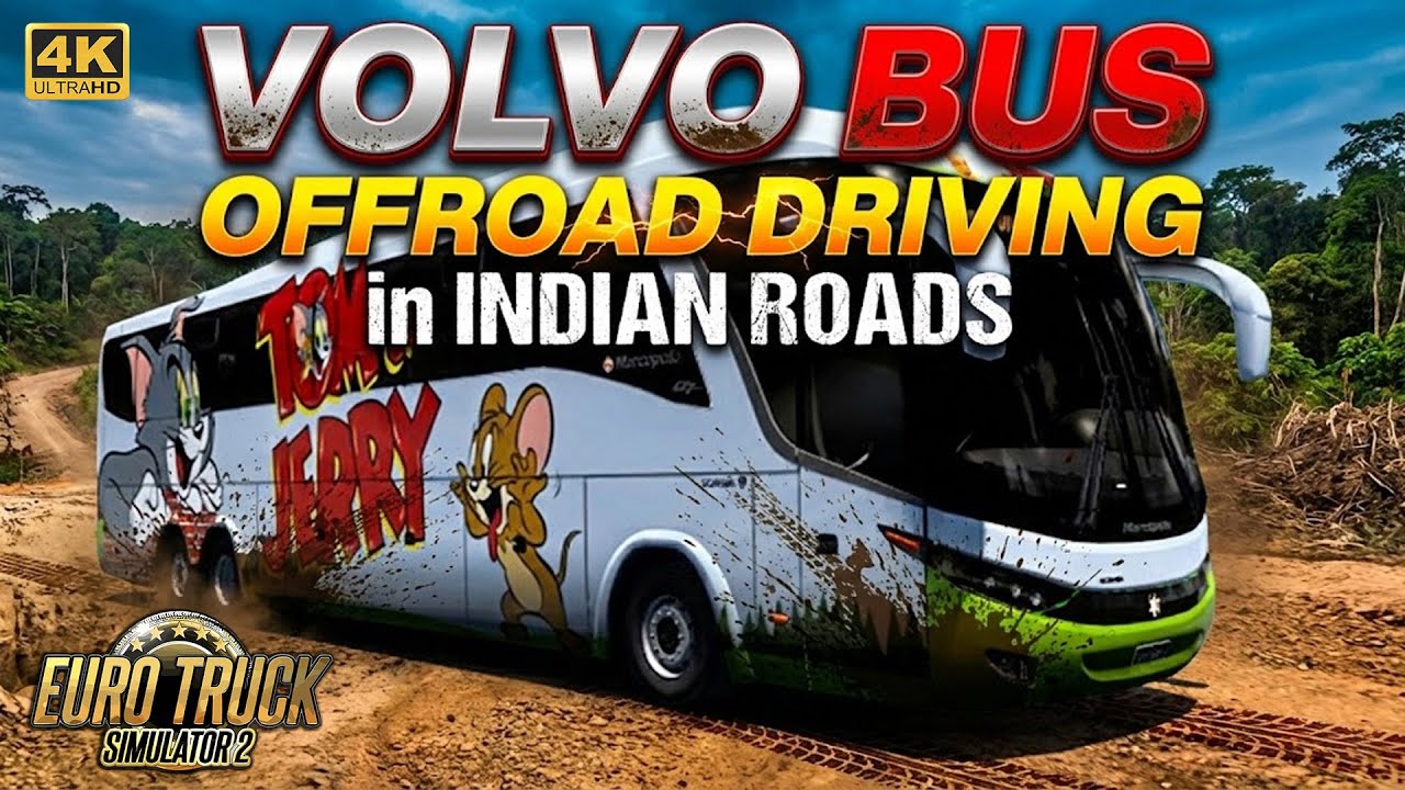 Volvo Bus Offroad Driving in Indian Roads | ETS2 Bus Mod Gameplay (4K)