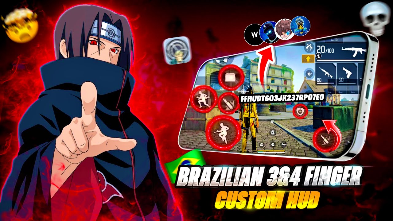WORLD’S BEST 3 & 4 FINGER BRAZILIAN 🇧🇷 CUSTOM HUD CODE 🔥 FREESTYLE FREE FIRE 😈