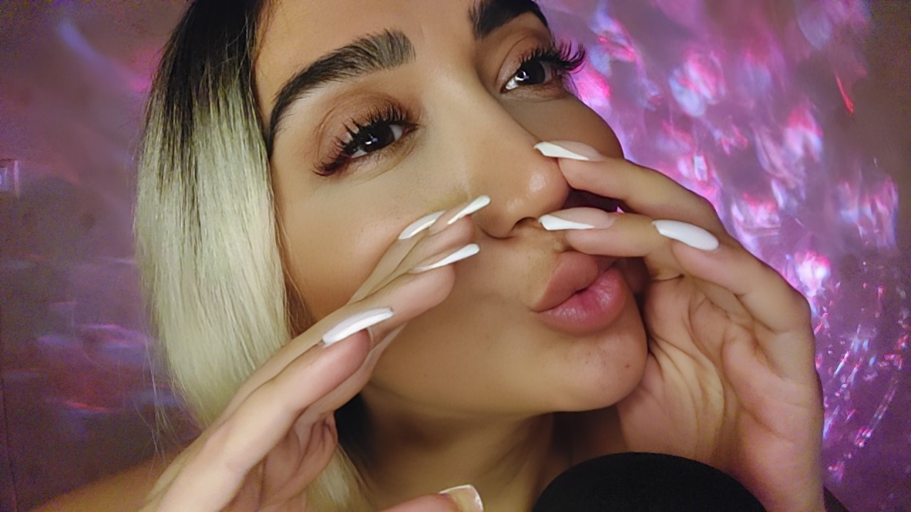 ASMR Upclose mouth Sounds/Face Touching/Inaudible Whispering