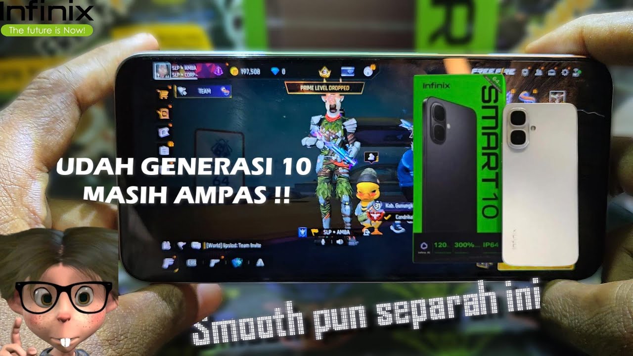Infinix Smart 10 Ram 4GB Game Test Free Fire || Handcam || Unisoc T7250 (12 nm) || 5000 mAh