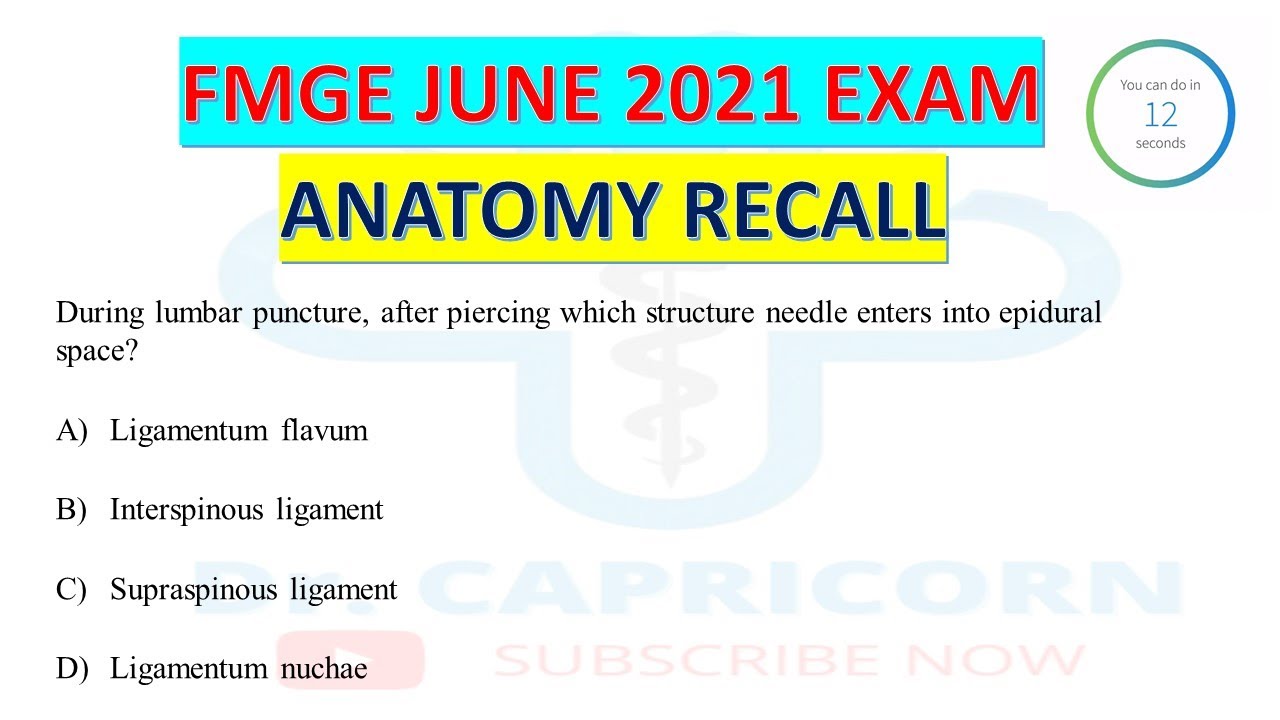 FMGE JUNE 2021 RECALL | FMGE ANATOMY RECALL MCQ  | Image Based Question | Doctor Capricorn