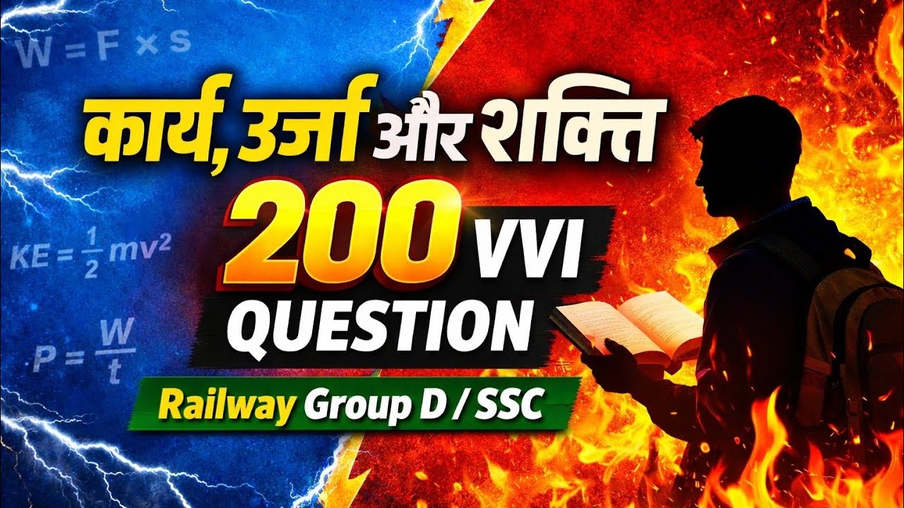 कार्य, ऊर्जा और शक्ति | 200 VVI Question Answer | Railway Group D / SSC Physics