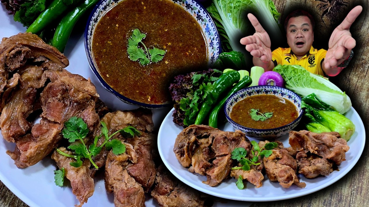 กระดูกอ่อนใบพายหมูต้มพะโล้น้ำจิ้มแซ่บๆ #asmr