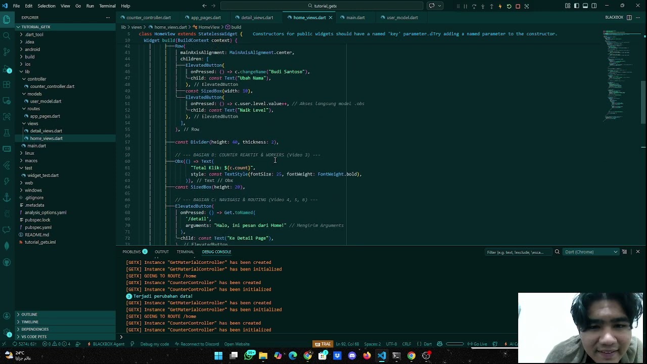 Flutter GetX Tutorial (Unique ID, Life Cycle, Workers, Navigation, SnackBar, Dialog, Bottom Sheets)