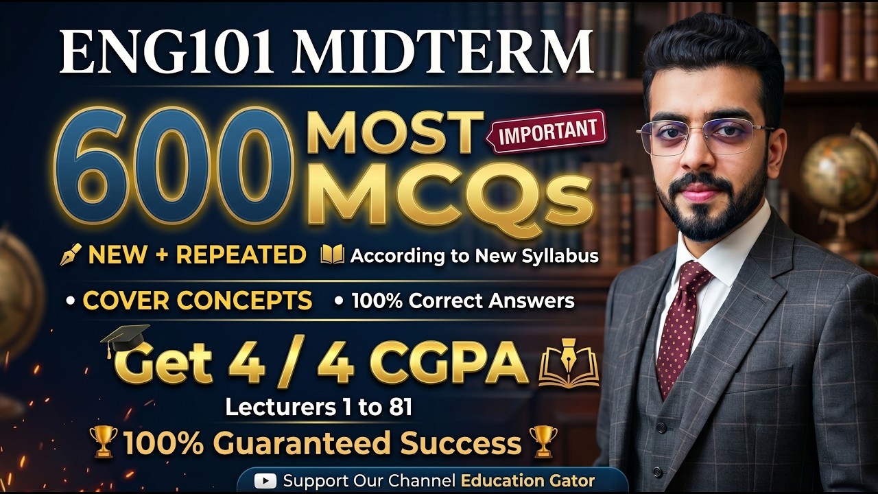 ENG101 Midterm 2026 | 600 Most Important MCQs (Repeated + New) | VU Latest Syllabus