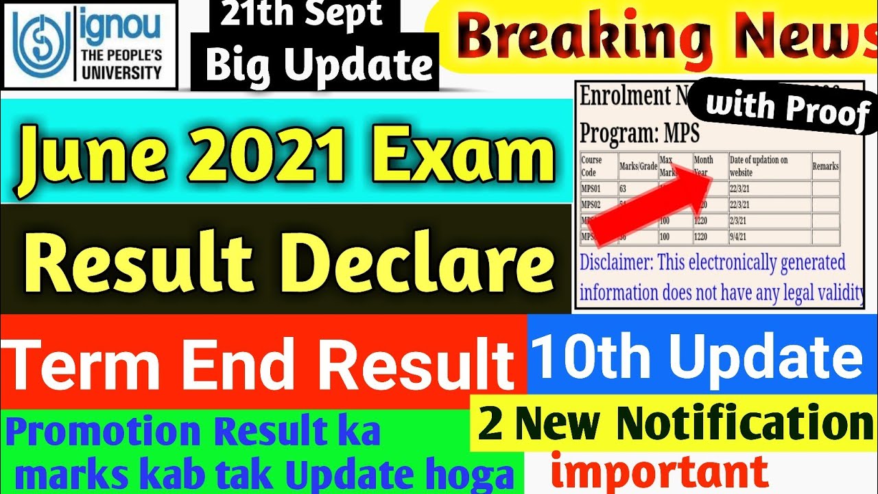 ignou results Update 2021|ignou 10th Update|Ignou result|ignou Promotion results
