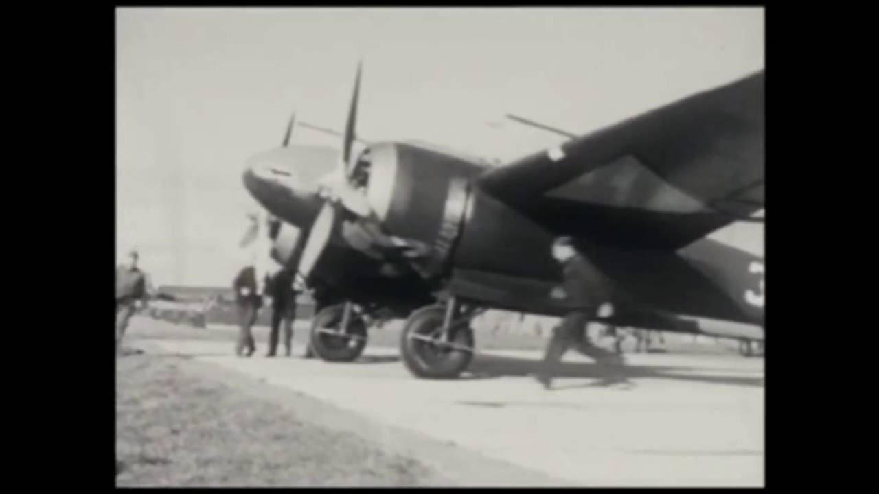 Fokker G.1 aircraft on mission 1939, Bergen airfield, The Netherlands (no sound)