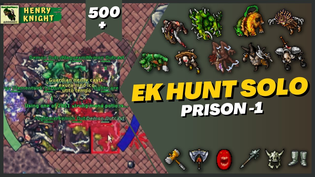 TIBIA: EK HUNT SOLO #85 PRISON -1 (ROSHAMUUL)