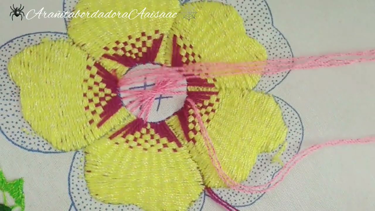 Bordado de Flor jaspeada, PUNTADA de BORDADO FLOR GRANDE #bordado #puntada #embroidery #stitching