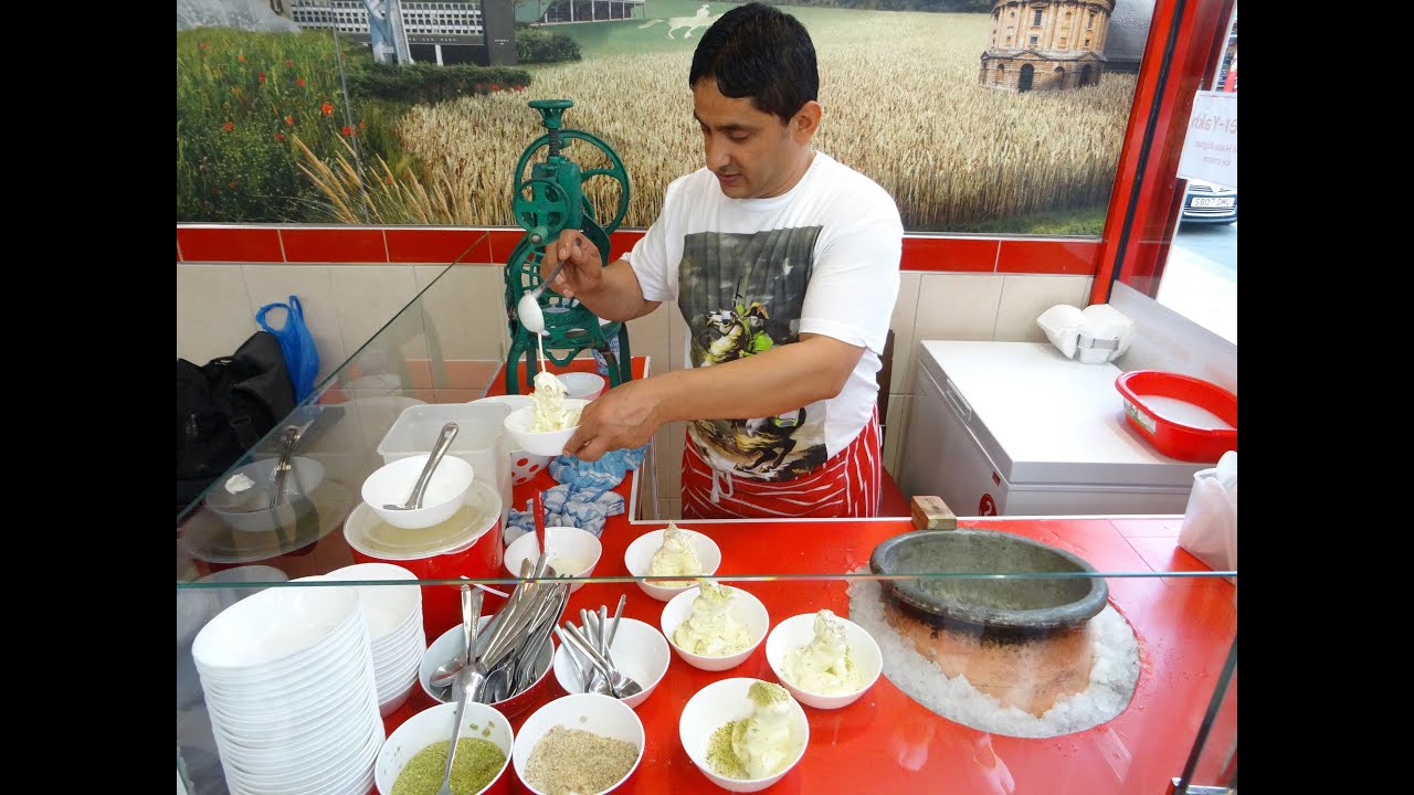 Hand Made Afgan Kulfi Ice Cream (Sheer-Yakh); Original Afganistan Street Food at Kabul Grill House.