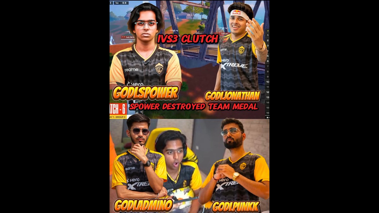 🇮🇳GodlSpower On Fire 🔥 Jonathan, Spower, Admino, Punkk || 1vs3 Insane Clutch || #shorts #shortsfeed