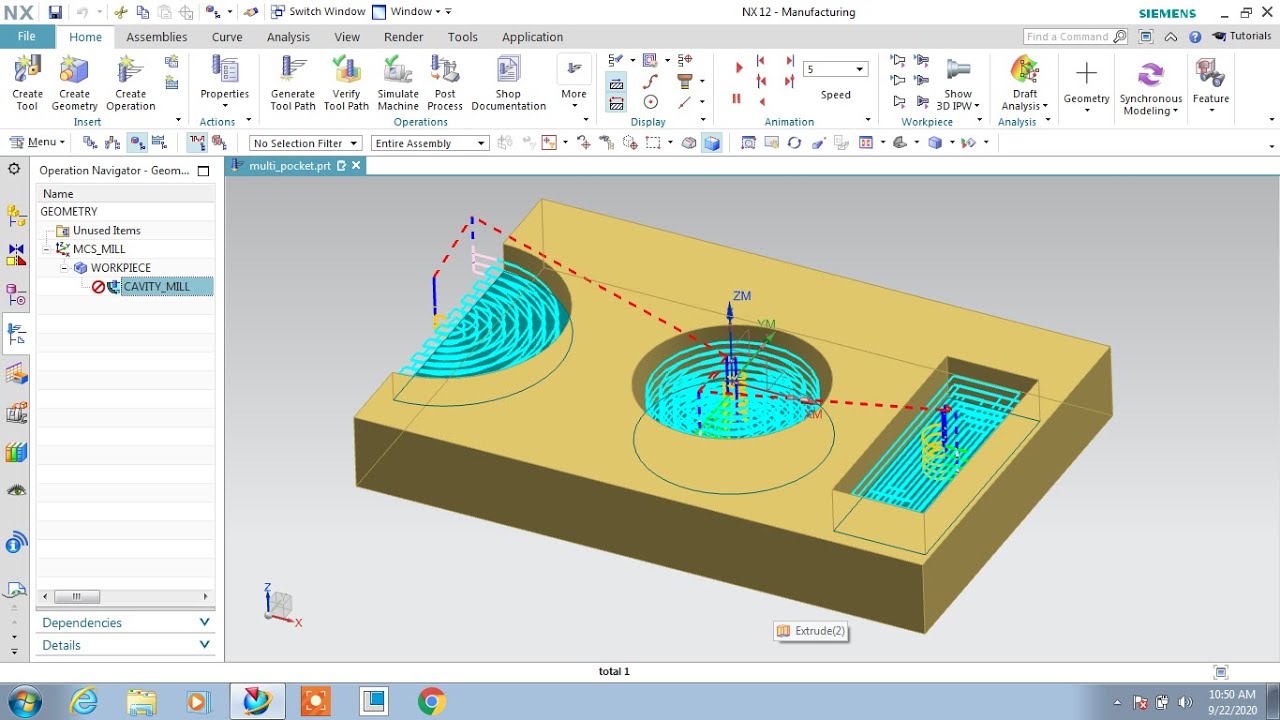 #NX CAM #Cavity Mill with cutting options