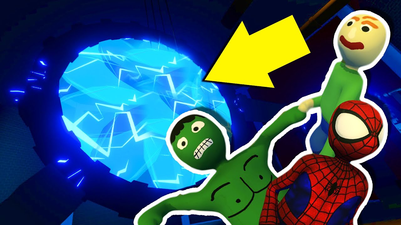 BALDI, SPIDERMAN, AND HULK FOUND A PORTAL TO ANOTHER WORLD...| Human Fall Flat