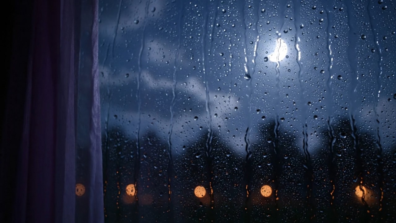 1 Hours of Rain Sounds for Sleeping  Dark Cozy Night