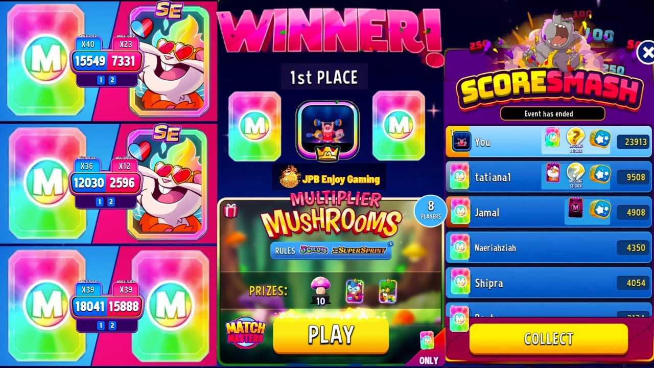 Match Masters Multiplier Mushroom tournament Free 2 Legendary booster.