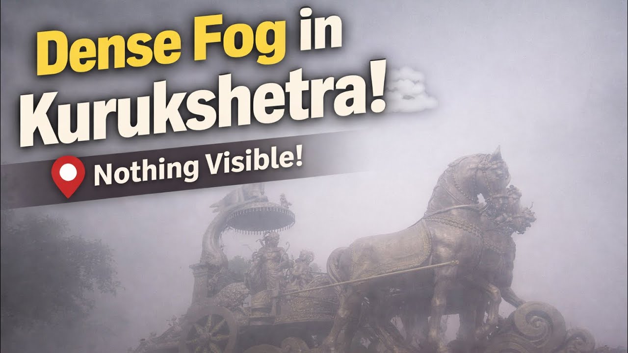 कुरुक्षेत्र में इतना घना कोहरा है कि कुछ भी दिखाई नहीं दे रहा है। #kurukshetra #kurukshetravlog 