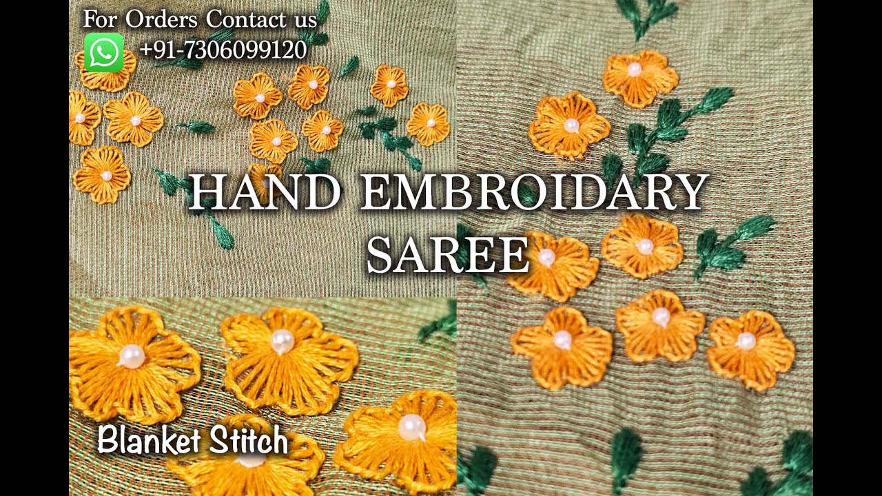Blanket Stitch | Daily Wear Saree With Beautiful Hand Embroidary Design #trending #embroidary