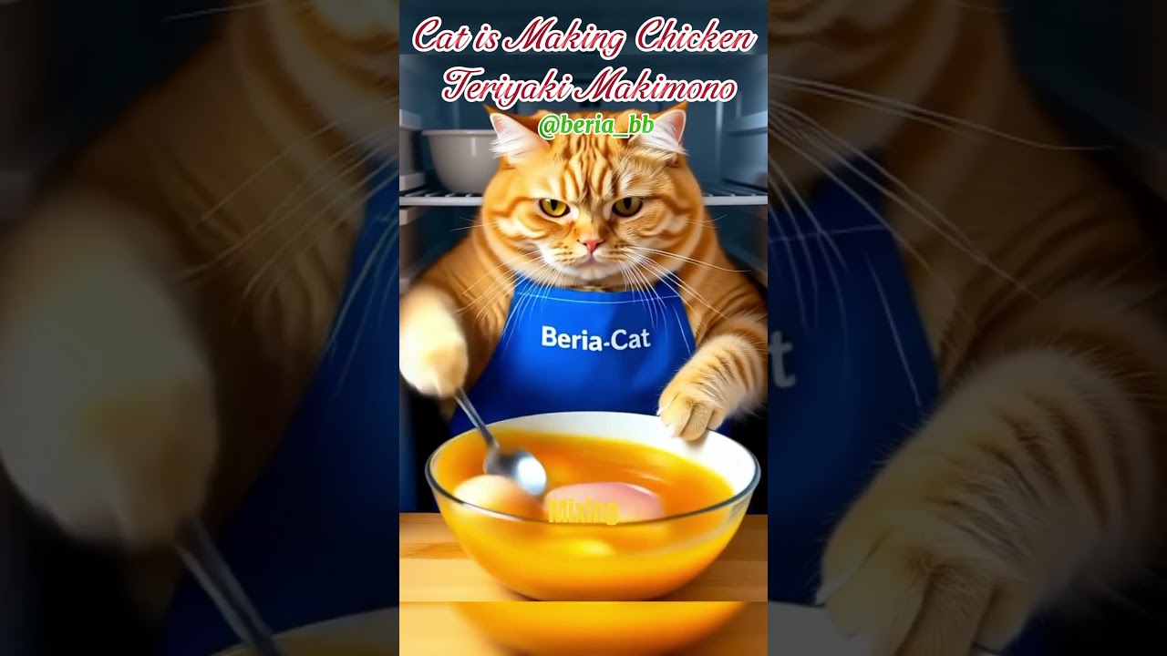 Cat is Making Chicken Teriyaki Makimono #shorts #funny #shortvideo #viral #viralvideo #cat