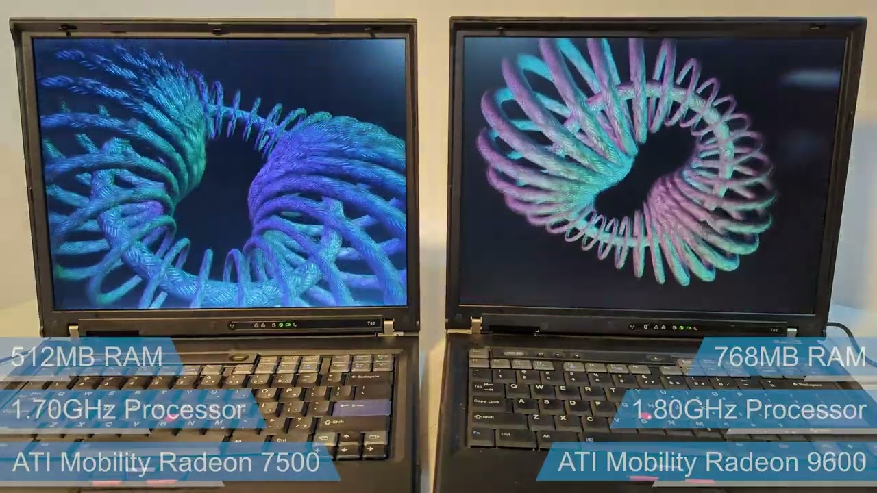 IBM Thinkpad graphic performance comparison 9000 vs 7500 ATI.