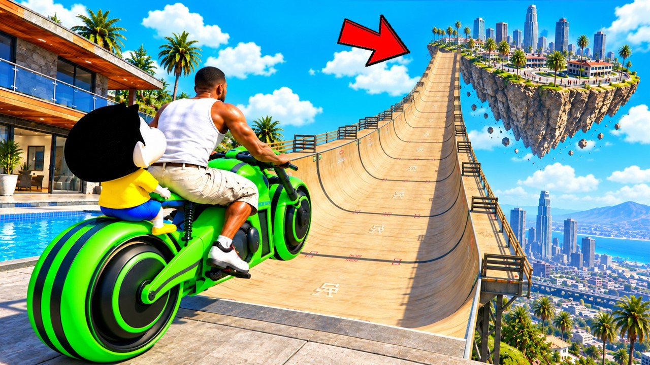 SHINCHAN AND FRANKLIN FOUND A MEGARAMP TO HEAVEN CITY IN GTA 5