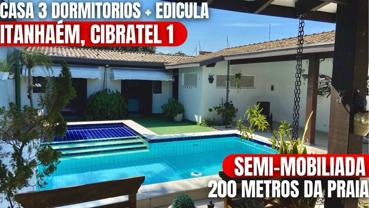 CASA 5 DORMITORIOS CIBRATEL 1 COM PISCINA 200 METROS DA PRAIA A VENDA EM ITANHAÉM