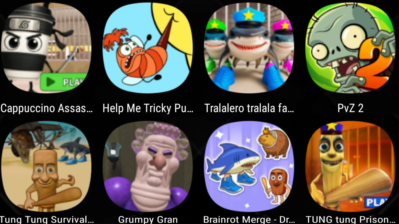 Grumpy Gran,Roblox,Tralalero Tralala Prison,Capuchino Assassino,MergeBrainzott,Help Me Tricky Puzzle