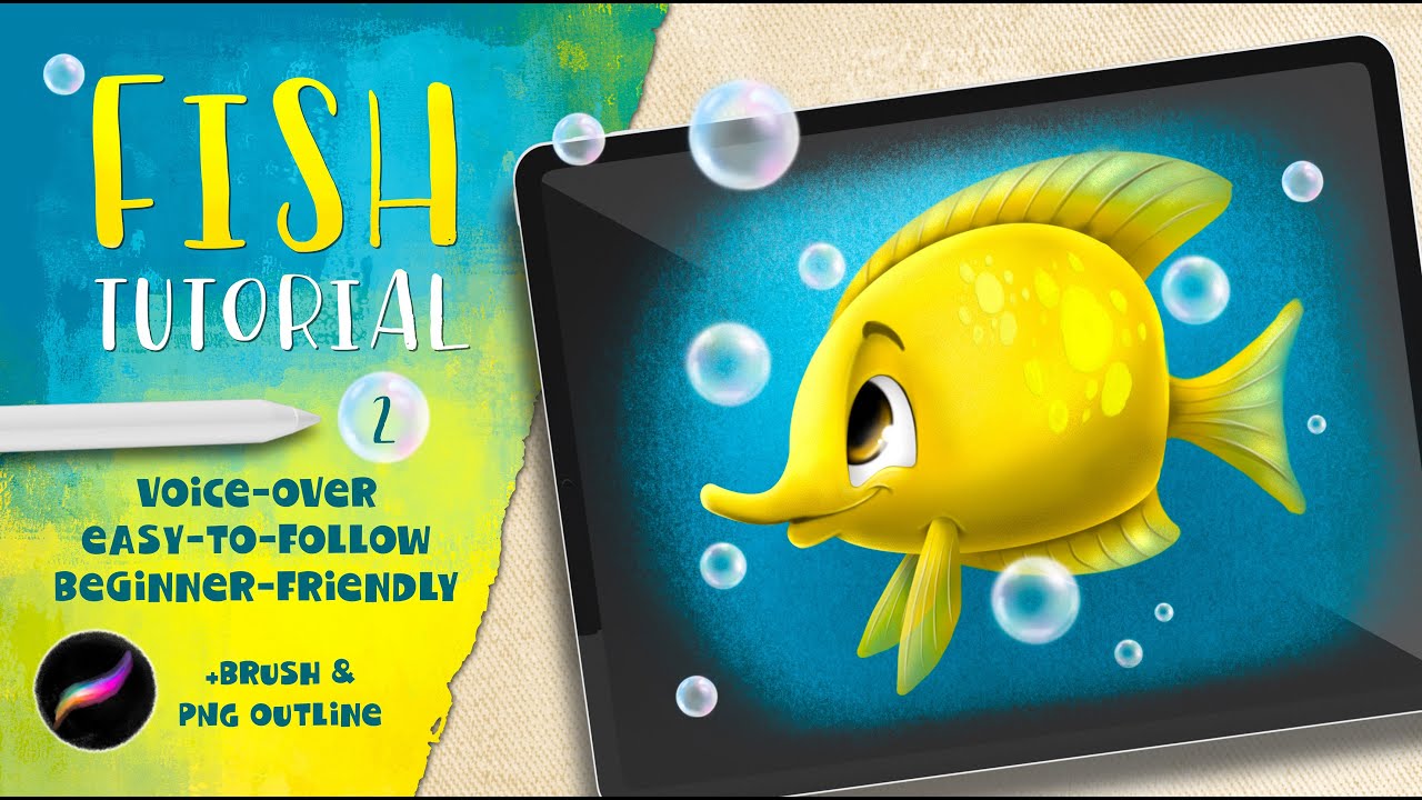 How to Draw a Cute Fish in Procreate | Easy 30 Minute Beginner Tutorial