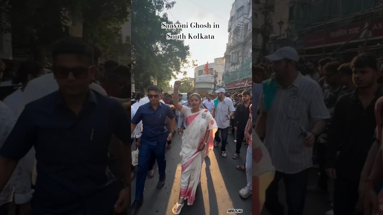 Walking with South Kolkata Trinamool youth congress at Bhawanipore for Didi ✨🧡🤍💚 #SaayoniGhosh