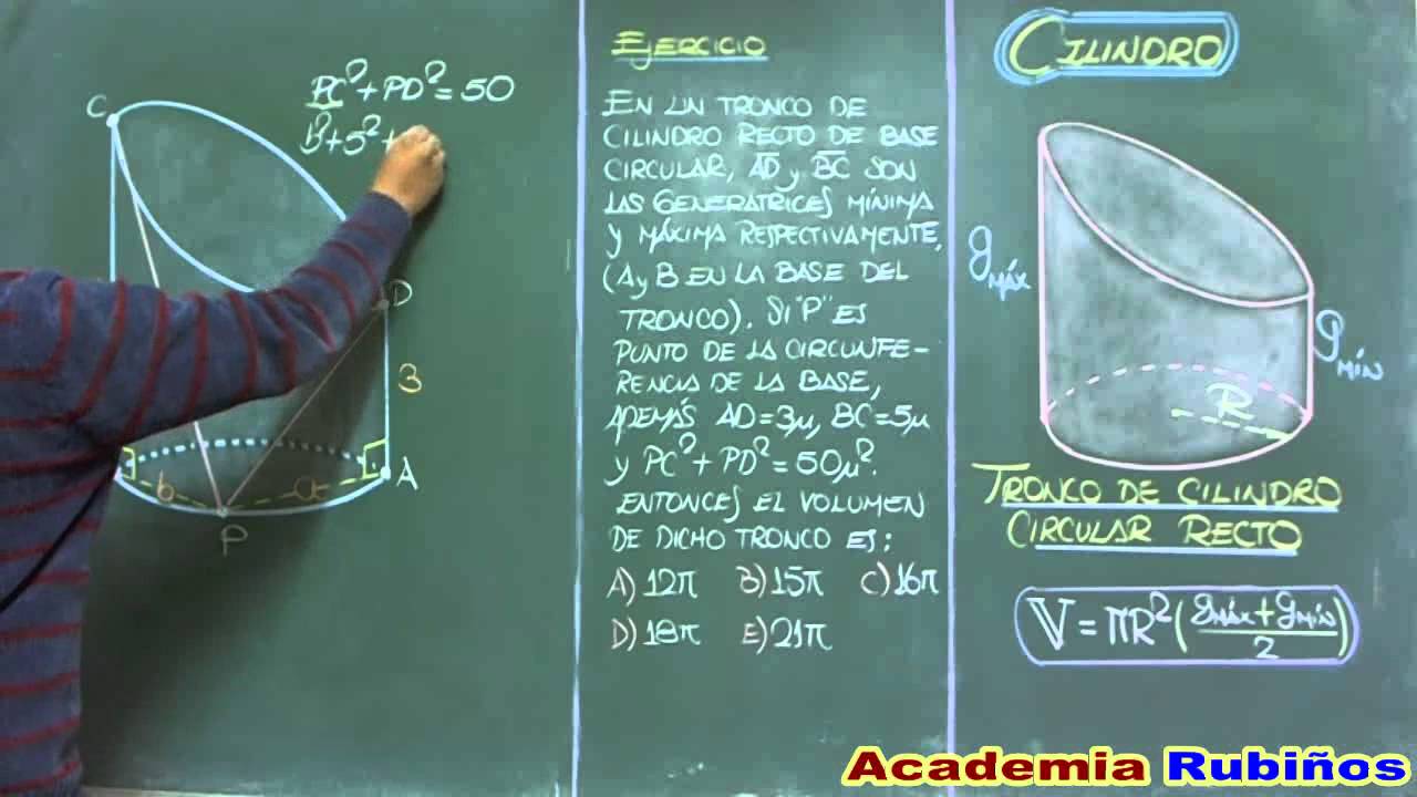 TRONCO DE CILINDRO CIRCULAR RECTO - VOLUMEN - EJERCICIO RESUELTO
