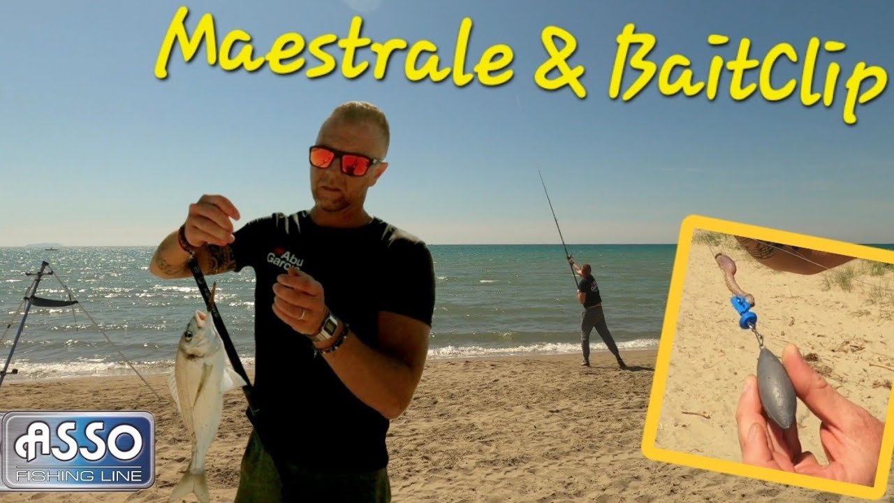 in SPIAGGIA con vento teso di maestrale...montiamo un BAITCLIP sul trave!