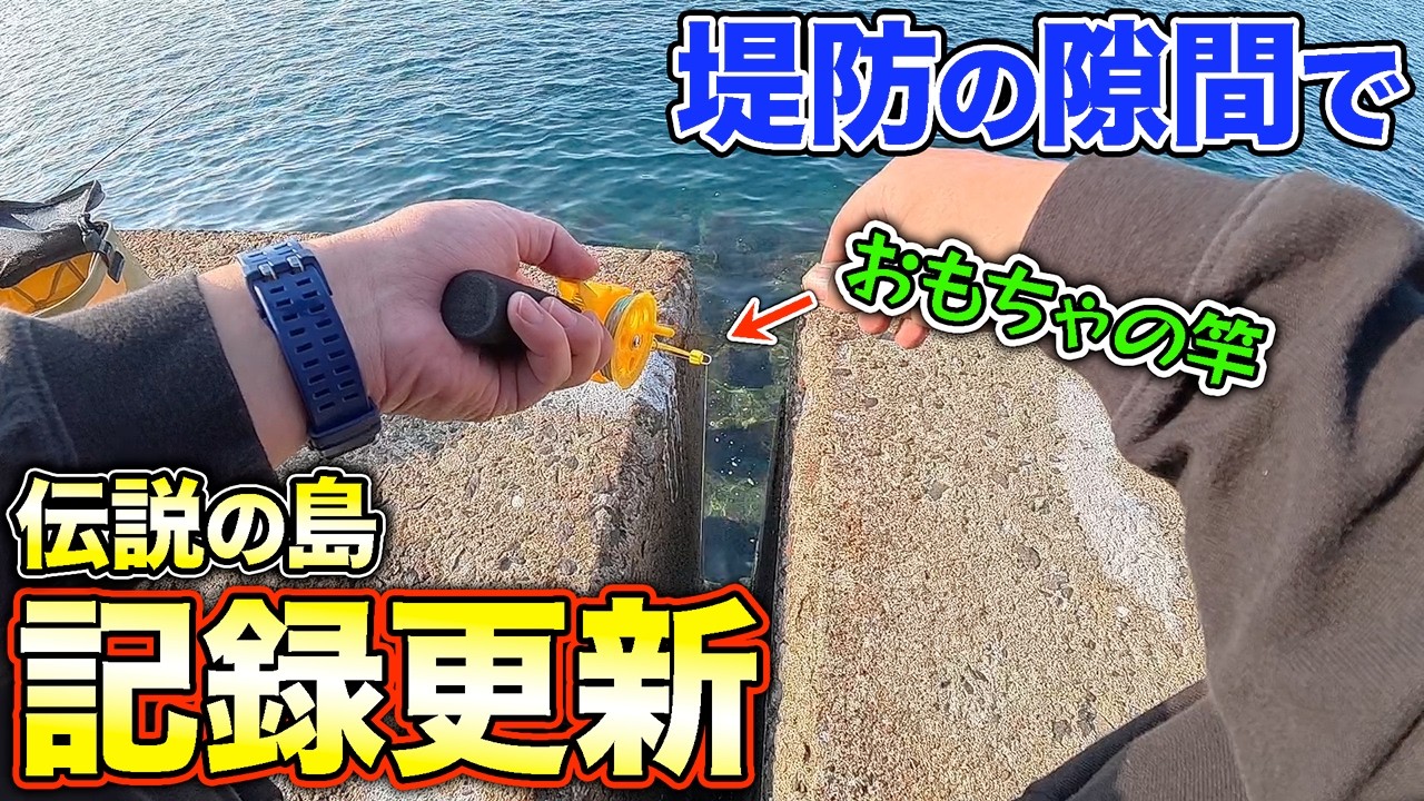 【離島生活#66】堤防の隙間でおもちゃの竿使ったら最大記録更新した！！