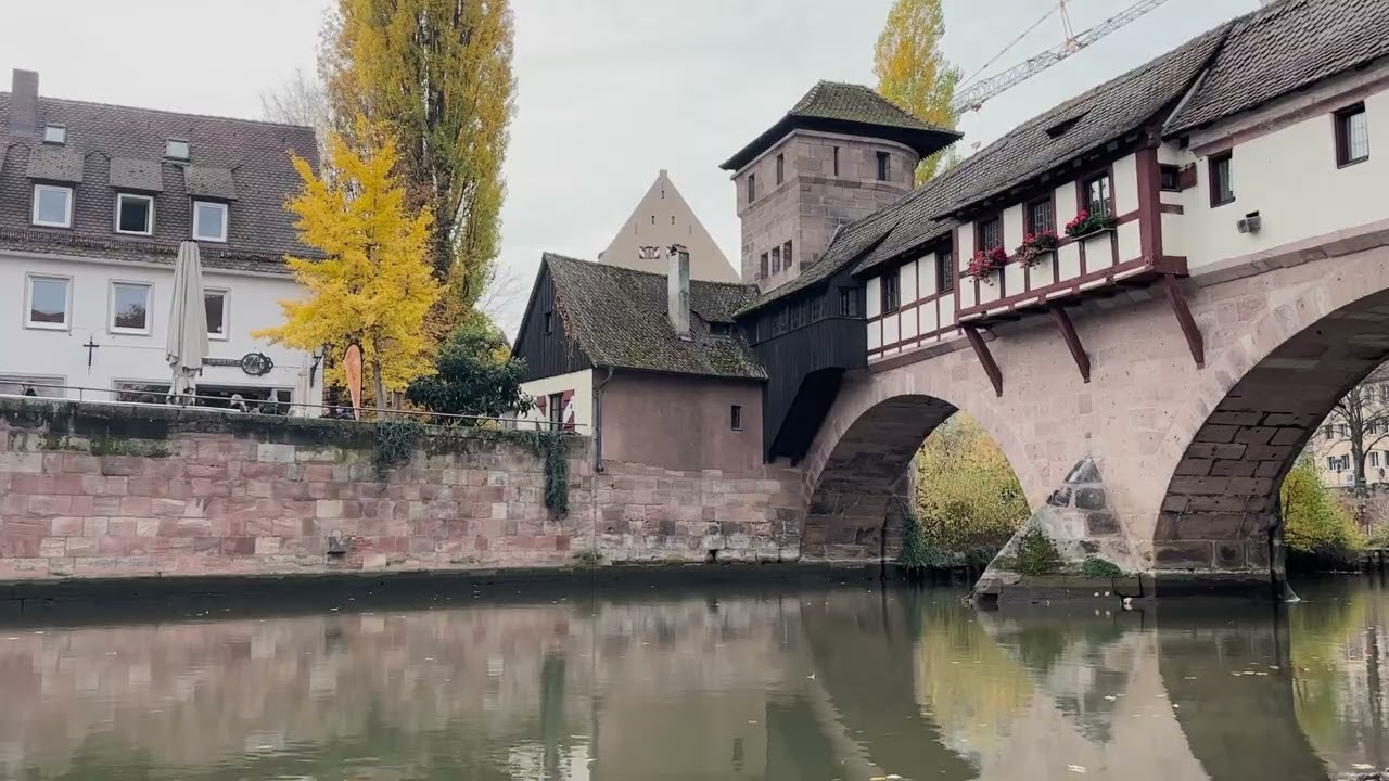 #Tranquil 1 HOUR Cozy Lofi Blues 🎧 Henkersteg #Nuremberg Autumn Pegnitz River View VIBES