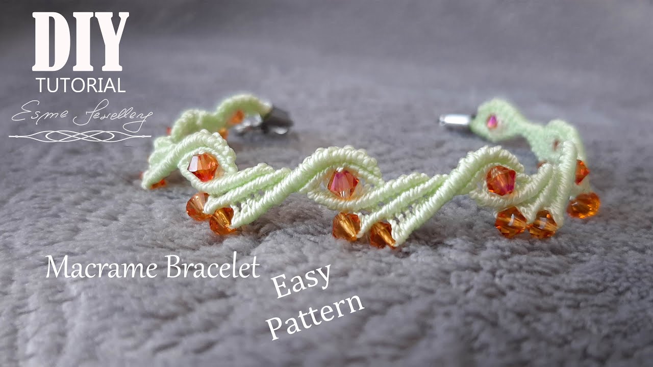 Prosta makramowa bransoletka z kryształkami / Easy macrame bracelet with crystals tutorial DIY