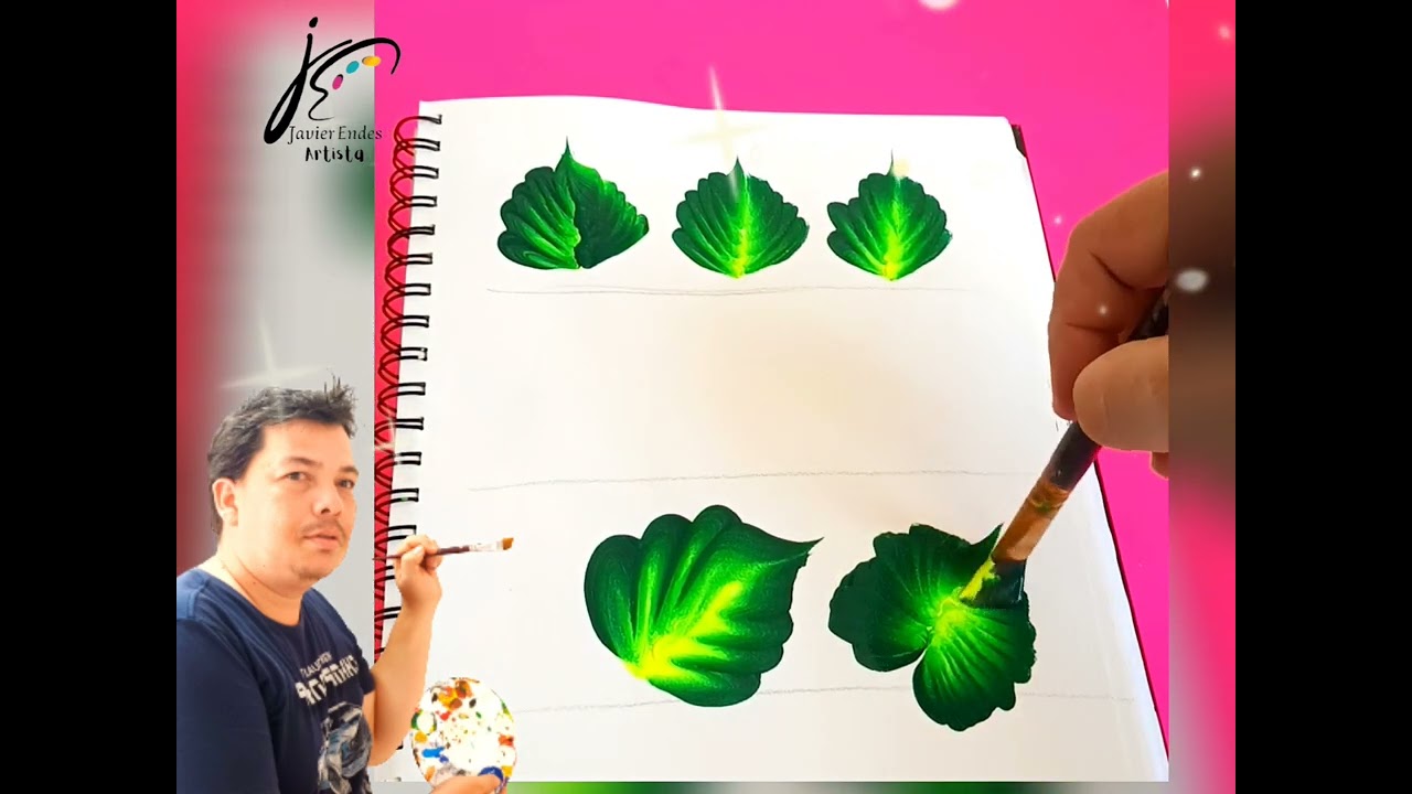 pintar fácil Hojas con pincelada #onestroke