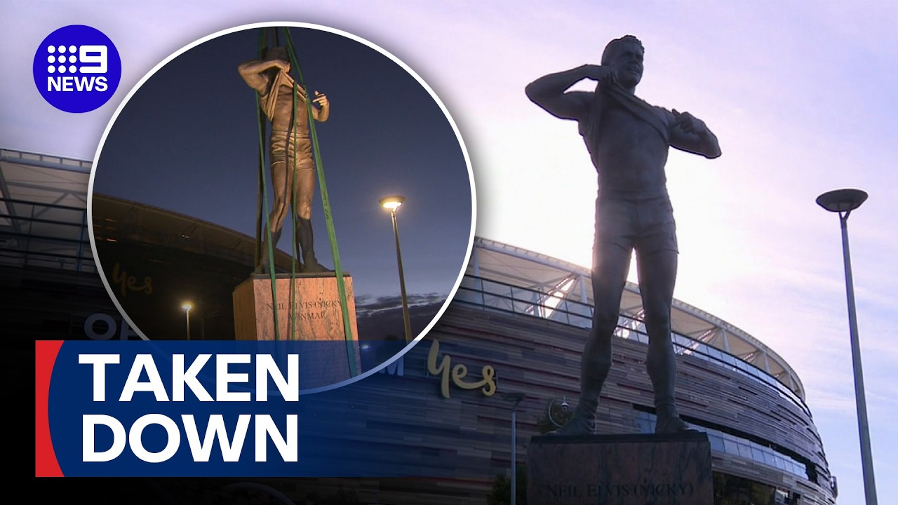 Statue of disgraced AFL player removed | 9 News Australia