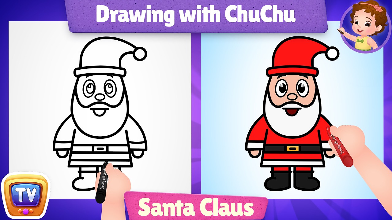How to Draw Santa Claus, Elf, Reindeer and Christmas Tree? - Drawing for Kids Easy Step by Step