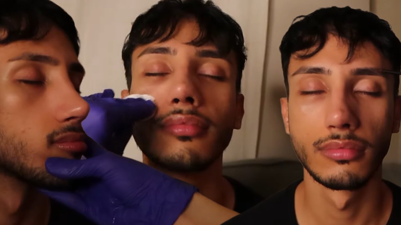 Cilt Bakım ASMR🧴 yüz&sakal masajı, kaş alma, saç tarama.. EN HIZLI UYKU ASMR😴