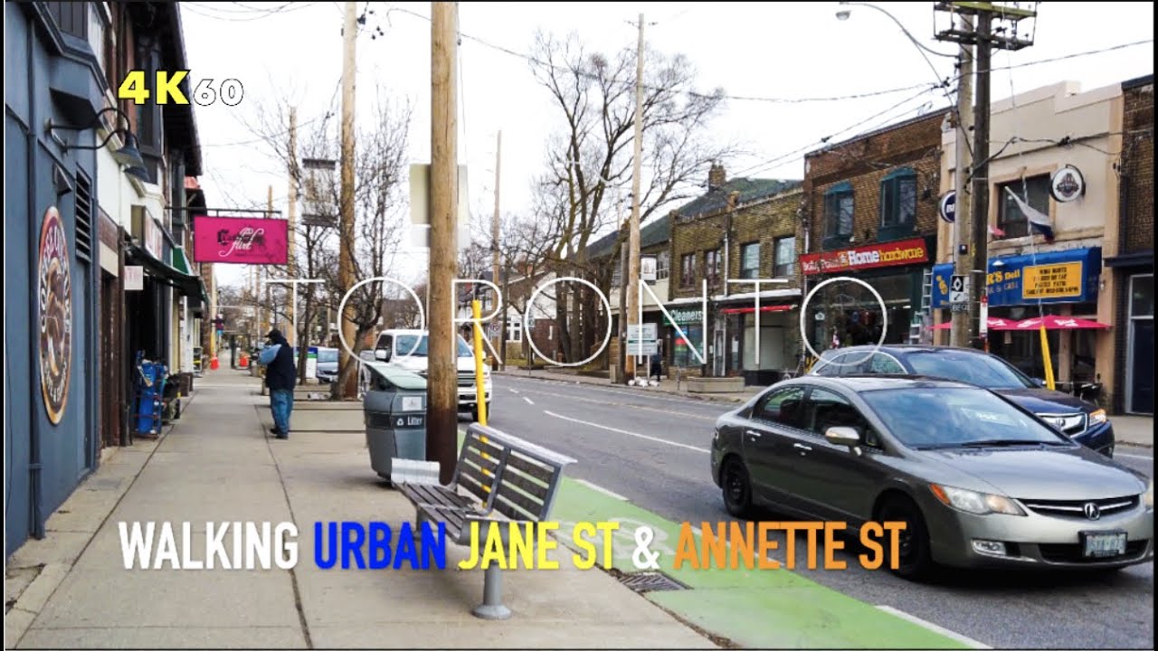 Toronto Jane Station To RunnyMede Walk - Urban South Jane St & Annette St Charming Storefronts - 4K