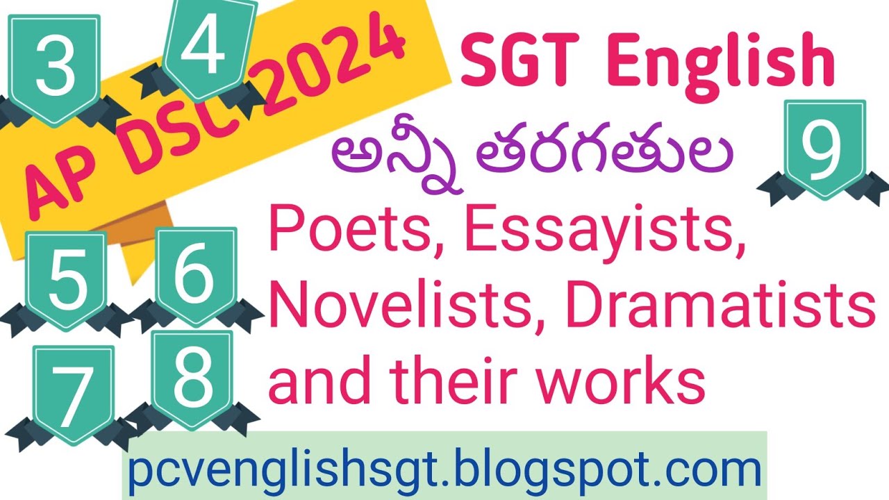 All Classes Poets Essayists Novelists  Dramatists and their works in Telugu I AP SGT DSC 2024