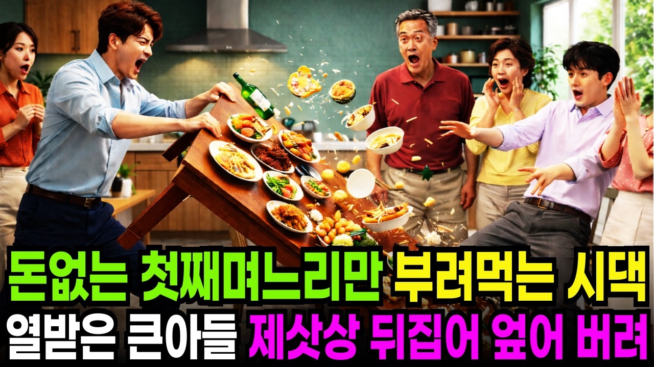 제사때 돈 없는 첫째 며느리만 부려먹는 시댁식구들, 남편이 제사상 엎어버리고 중대 발표를하는데, 나는 사실 ...|감동사연 |사연이야기 |