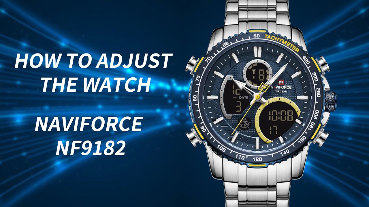 Time Setting丨Naviforce Watch NF9182 LED Lights Analog-Digital Display Cool Racing Style Men's Watch