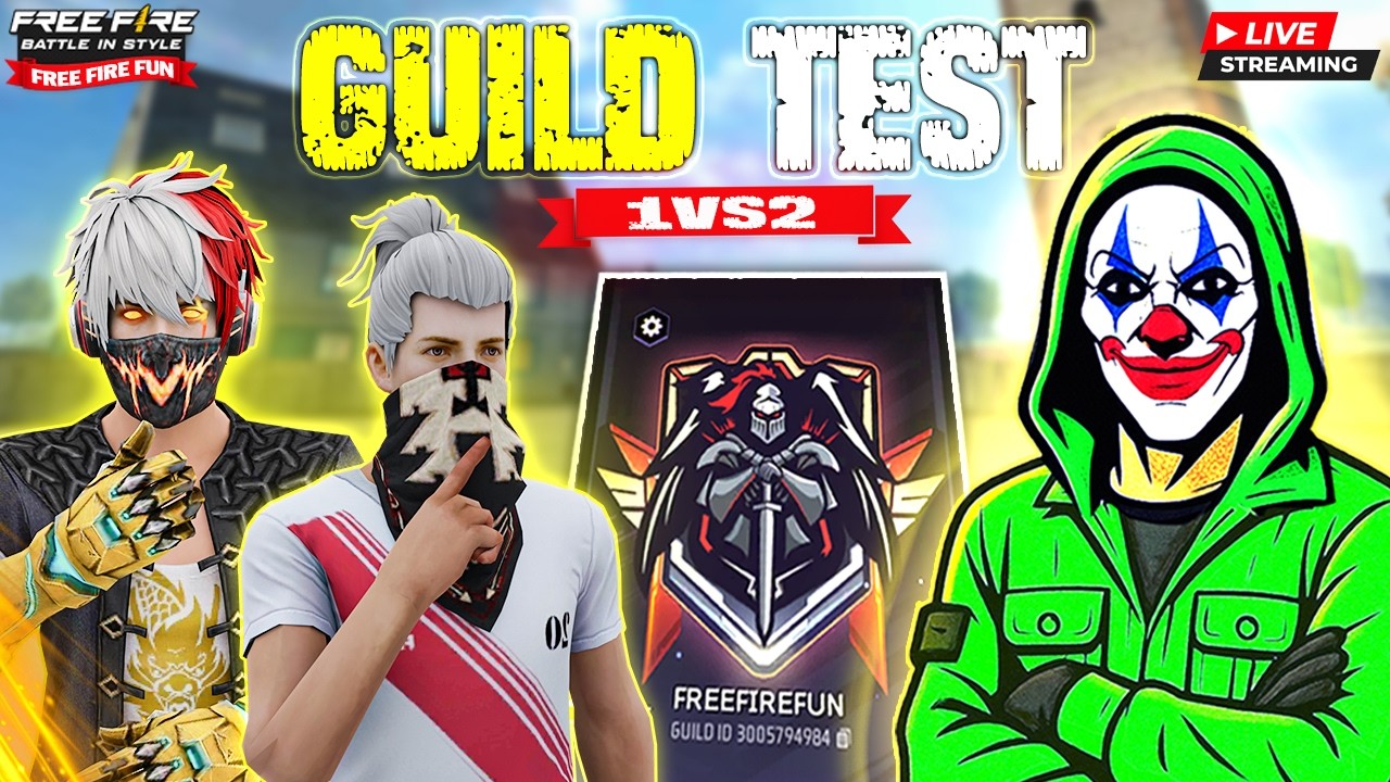 LIVE🔴Free Fire🚩 1VS2👽 Guild Test | ROAD TO 20K🎯 | FREEFIREFUN IS LIVE💥#freefirelive #freefirefun